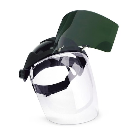Sellstrom Ratchet Face Shield Assembly, Clear Visor, Polycarbonate, Ratchet Suspension, Anti-Fog Lens, Black S32151