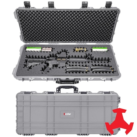 Eylar 38in Hard Rifle Case Equipped With Ragar Reconfigurable & Reusable XP Crosslinked Foam Insert SA00013-GRA-RG-XP