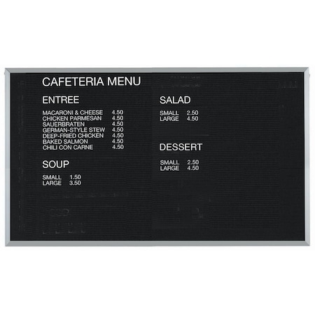 Aarco Framed Letter Board Message Center , Frame is Aluminum, Letter Board is Black Felt, 48''Hx72''W BOFD4872