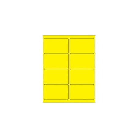 Bubblefast 4 x 2 1/2'' Fluorescent Yellow Rectangle Laser Labels-8 Labels per Sheet BFLL179YE