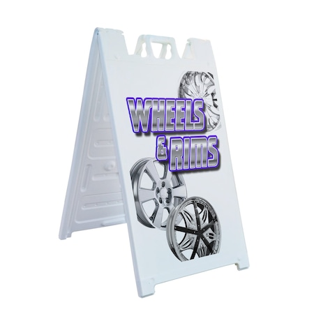 Signmission Wheels & Rims, A-Frame & 2 Decals Installed, Heavy-Duty Plastic Frame SBHD-D-2436-Wheels & Rims