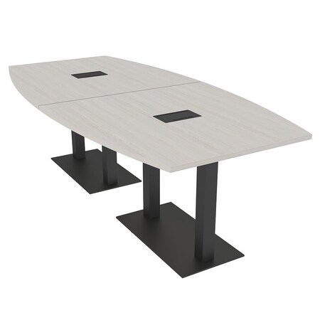 Skutchi Designs Boat Conference Table With Power Unit, 48 in W, 96 in L, Ivory HAR-BOT-48x96-DOU.BK-K458-EBLK