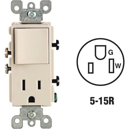 Leviton Light Almond 15A Switch & Outlet S06-05625-OTS
