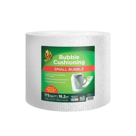 Duck Brand Bubble Wrap, 175 ft L, 12 in W, Polyethylene, Clear 286686