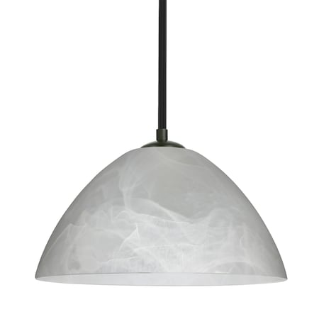 Besa Lighting Besa Tessa Stem Pendant, Marble, Black Finish, 1x 75W MAX E26 Base 1TT-420152-BK