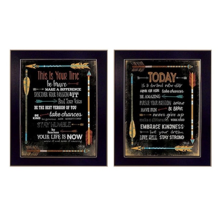 Homeroots Set Of Two Arrows II Black Framed Print Wall Art, 2PK 405727