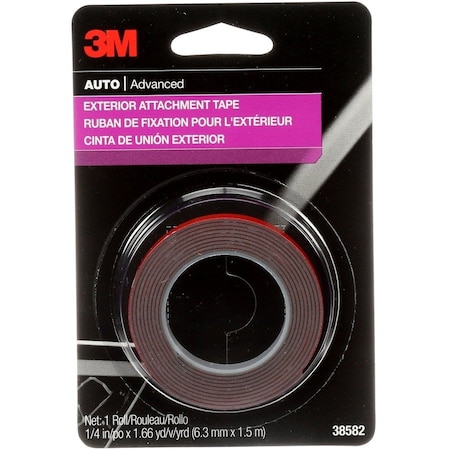 3M Automotive Tape, 1/4 in W, Foam 38582