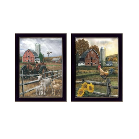 Homeroots Set Of Two Farm Life Black Framed Print Wall Art, 2PK 407962