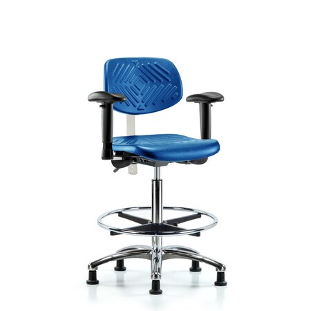 Blue Ridge Ergonomics Clean Room Chair, Adjustable Arms BR-NCR-PHBCH-CR-T1-A1-CF-RG-BLU