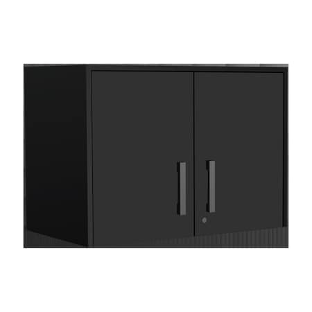 Homeroots 28" Black Wall mounted Accent Cabinet With Six Shelves And Three Drawers 546372