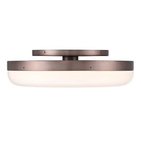 Euf Harwel, Flush Mount, 18", Harlow Bronze, White Glass 49831-016