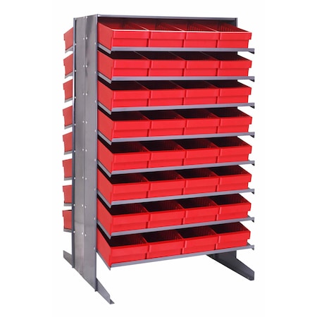 Quantum Storage Systems DOUBLE SIDED PICK RACK W/32 RED BINS QPRD-606RD