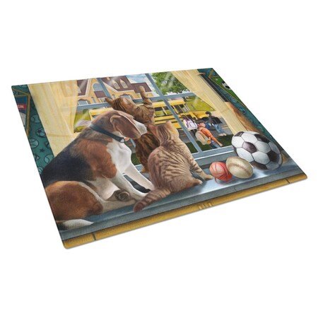Carolines Treasures Beagle, Cats Back to School Glass Cutting Board - Large PTW2074LCB