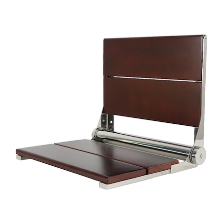Kingston Brass 2-Slat Shower Seat, Dark Wood/Polished Chrome KBSS16161