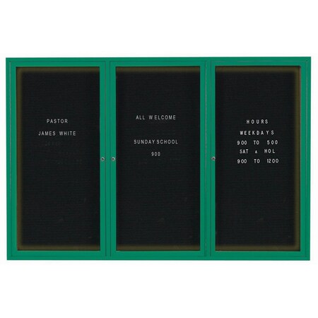 Aarco Illuminated Outdoor Enclosed Directory w/ Al Frame, Powder Coated Green, 48''Hx72''W OADC4872-3IG