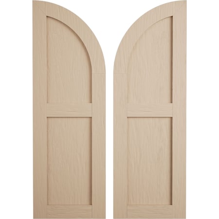 Ekena Millwork Rough Sawn 2 Equal Flat Panel w/Quarter Round Arch Top Faux Wood Shutters, 18Wx82H, 64 Low Side, PR SHUFPQ18X82RSPR