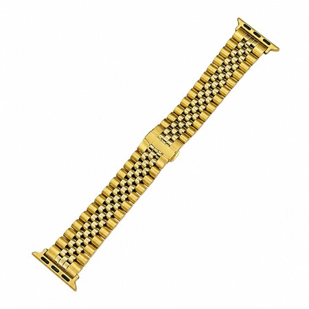 Elegani Yellow Gold Classic Multi-Link Stainless Steel Replacement Band Compatible with Apple Watch 44mm HC5LSB-YGD-44mm