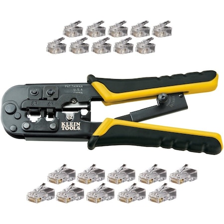 Klein Tools 7 1/2 in Crimper and Connector Kit Ethernet, RJ45 VDV226-817