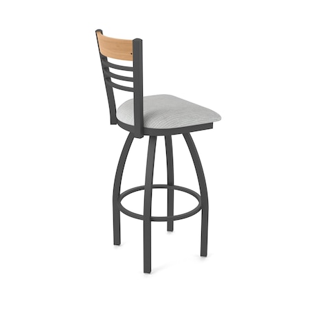 Holland Bar Stool Co Eleanor 25in Swivel Counter Stool with Pewter Finish, Medium Back and Graph Alpine Seat 880