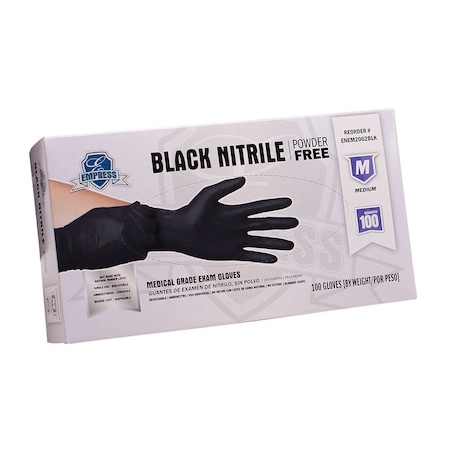 Empress Exam Grade Nitrile Glove Black Powder Free Medium, 1000PK ENEM2002BLK