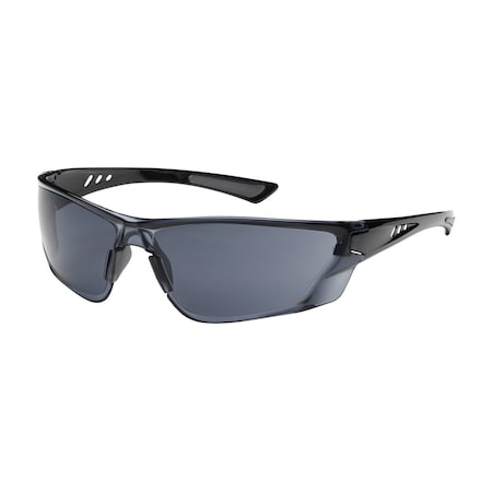 Bouton Optical Rimless Safety Glasses with Gloss Black Temple, Gray Lens and Anti-Scratch / Anti-Fog Coating 250-32-0021