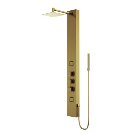 Vigo 55 in. H x 6 in. W 2-Jet Shower Panel System with Square Head & Hand Shower Wand, Matte Brushed Gold VG08012MG
