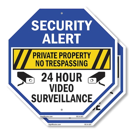 Signmission Security Alert Private Property No, 18 inch X 18 inch, Plastic Sign, 2PK OC-P-2PACK-18-187
