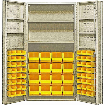 Quantum Storage Systems STORAGE BEIGE CABINET W/32 YELLOW BINS QSC-BG-32-2S-6DSYL