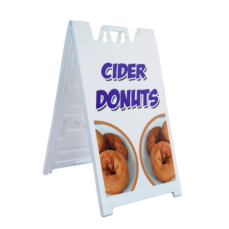 Signmission Cider Donuts, A-Frame & 2 Decals Installed, Heavy-Duty Plastic Frame SBHD-D-2436-Cider Donuts