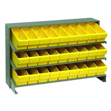 Quantum Storage Systems BENCH PICK RACK W/27 YELLOW BINS QPRHA-501YL