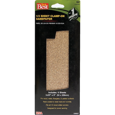 Do It Best Aluminum Oxide 60C Grit 1/3 Sheet Power Sanding Sheet, 6PK 330027GA