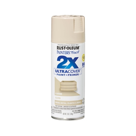 Rust-Oleum Spray Paint, Almond, Gloss, Solvent, 12 oz 334023
