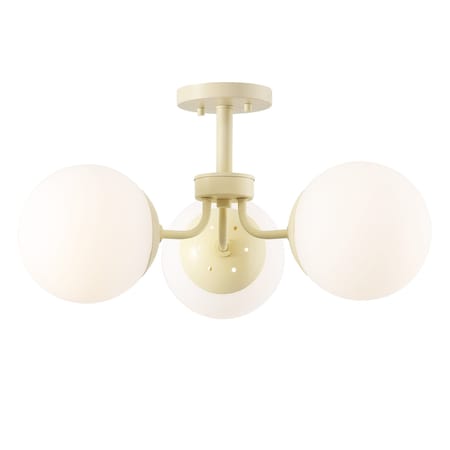 Jonathan Y Olivier 23.5" 3-Light Bohemian Farmhouse Iron/Frosted Glass LED Semi Flush Mount, Beige JYL7600E