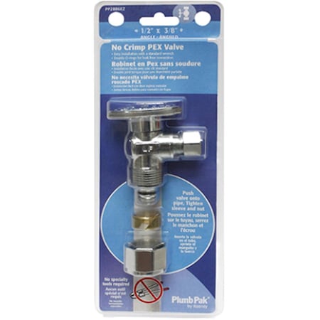 Protectionpro 0.63 x 0.38 in. No Crimp Pex Angle Valve, Chrome PR3340802