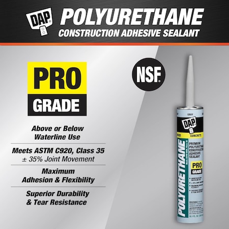 Dap DAP Pro Grade Gray Polyurethane Construction Sealant 10.1 oz 7079818814