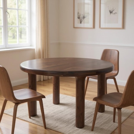 Homeroots 48" Brown Solid Wood Round Top Dining Table 604022