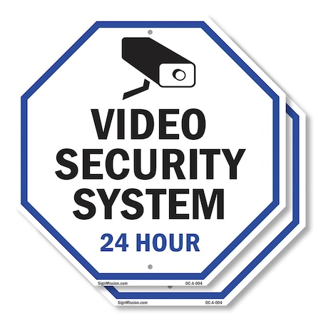 Signmission Video Security System 24 Hour, 10 inch X 10 inch, Aluminum Metal Signs, 2PK OC-A-2PACK-10-4