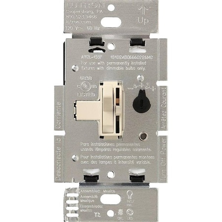 Lutron Lighting Dimmer, Toggle, Light Almond AYCL-253P-LA