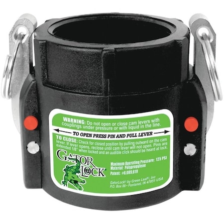 Green Leaf Cam Lever Coupling, 1-1/2 in, Female x FNPT, Polypropylene GLP 150 D