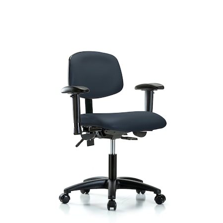 Blue Ridge Ergonomics Desk Chair Desk Chair, Vinyl, Tilt AA Casters, Nav, Adjustable Arms, 18" to 23" Height, Vinyl BR-VDHCH-RG-T1-A1-RC-8582