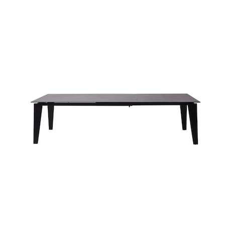 Homeroots 71" Gray And Black Ceramic And Solid Wood Drop Leaf Dining Table 488515