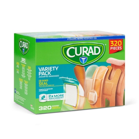 Medline CURAD Variety Pack Assorted Bandages, 320 Count/Box CURCC320BCH