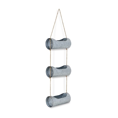 Homeroots Silver Galvanized Metal Three Tier Hanging Planter 487934