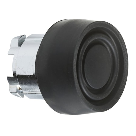 Schneider Electric Head for non illuminated push button, Harmony XB4, metal, flush, black, 22mm, spring return, coloured boot, unmarked ZB4BP2S