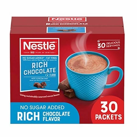 Nestle Fat Free No Sugar Added Hot Cocoa Mix .28 oz. Pouch, PK180 00050000614110