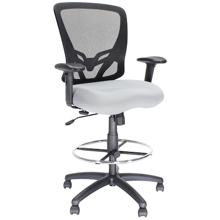 We'Re It Zapp-2 Black Mesh Back Drafting Stool with Footring and Gray Fabric Seat OFD500ST-GRY