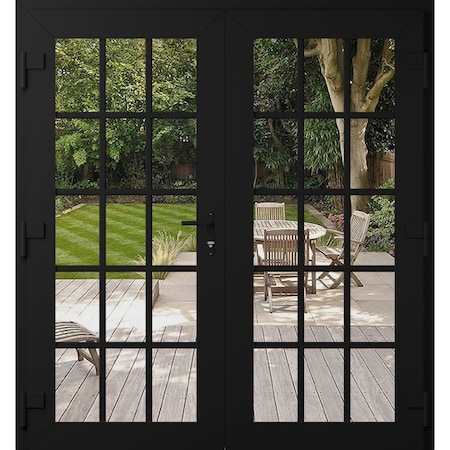 Vdomdoors Front Exterior Prehung Metal-Plastic Double Doors Clear Glass / MANUX 8151 Matte Black / Office Com MANUX8151DEXD-BLK-W72xH80-RH-I