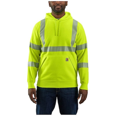 Carhartt High Visibility Hooded Sweatshirt, 3, R, 100% Polyester, Green, 2XL 104987-BLM2XLTLL