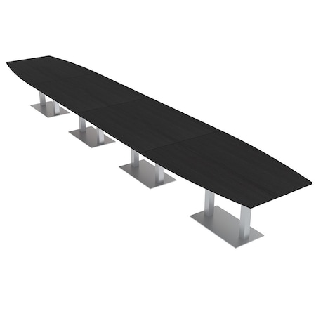 Skutchi Designs Boat Conference Table With Power Unit, 48 in W, 240 in L, Black HAR-BOT-48x240-DOU-U999ST19-NA