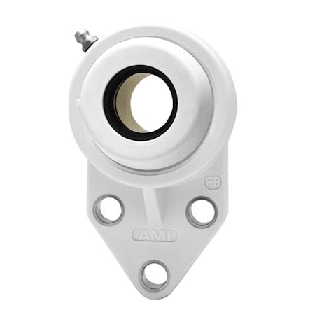 Ami Bearings SINGLE ROW BALL BEARING - 1-3/16in ZINC WIDE SET SCREW WHITE 3-BOLT FLANGE OPN COV UCFBL206-19MZ2CW